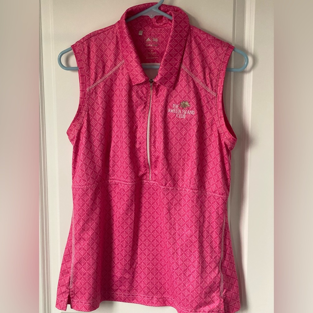 adidas Climacool quarter-zip sleeveless geometric "deco" medium pink white